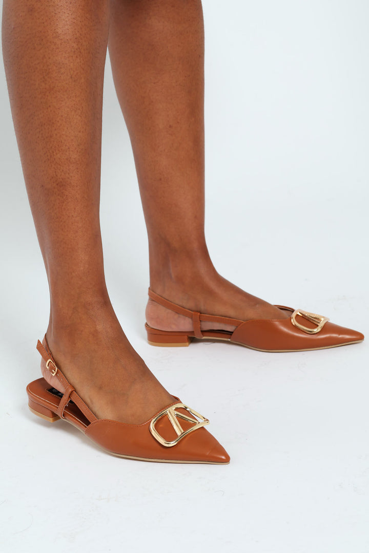 Monogram Trim Slingback - Tan