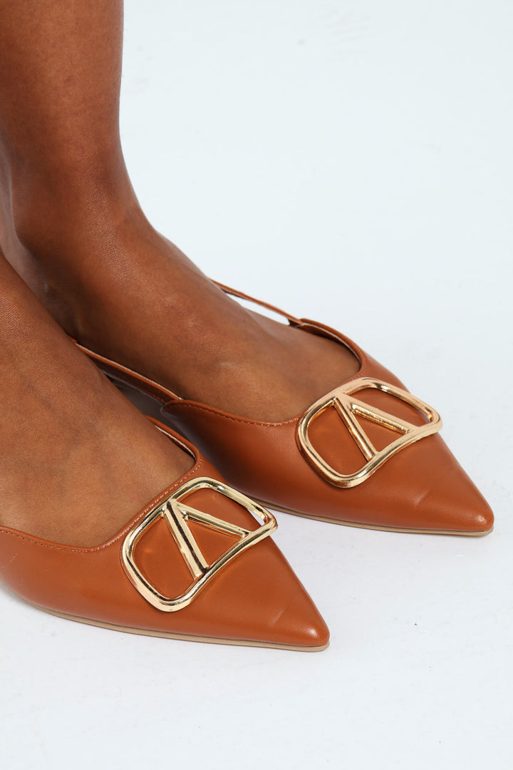 Monogram Trim Slingback - Tan