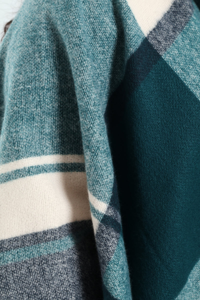 Check Shawl - Blue