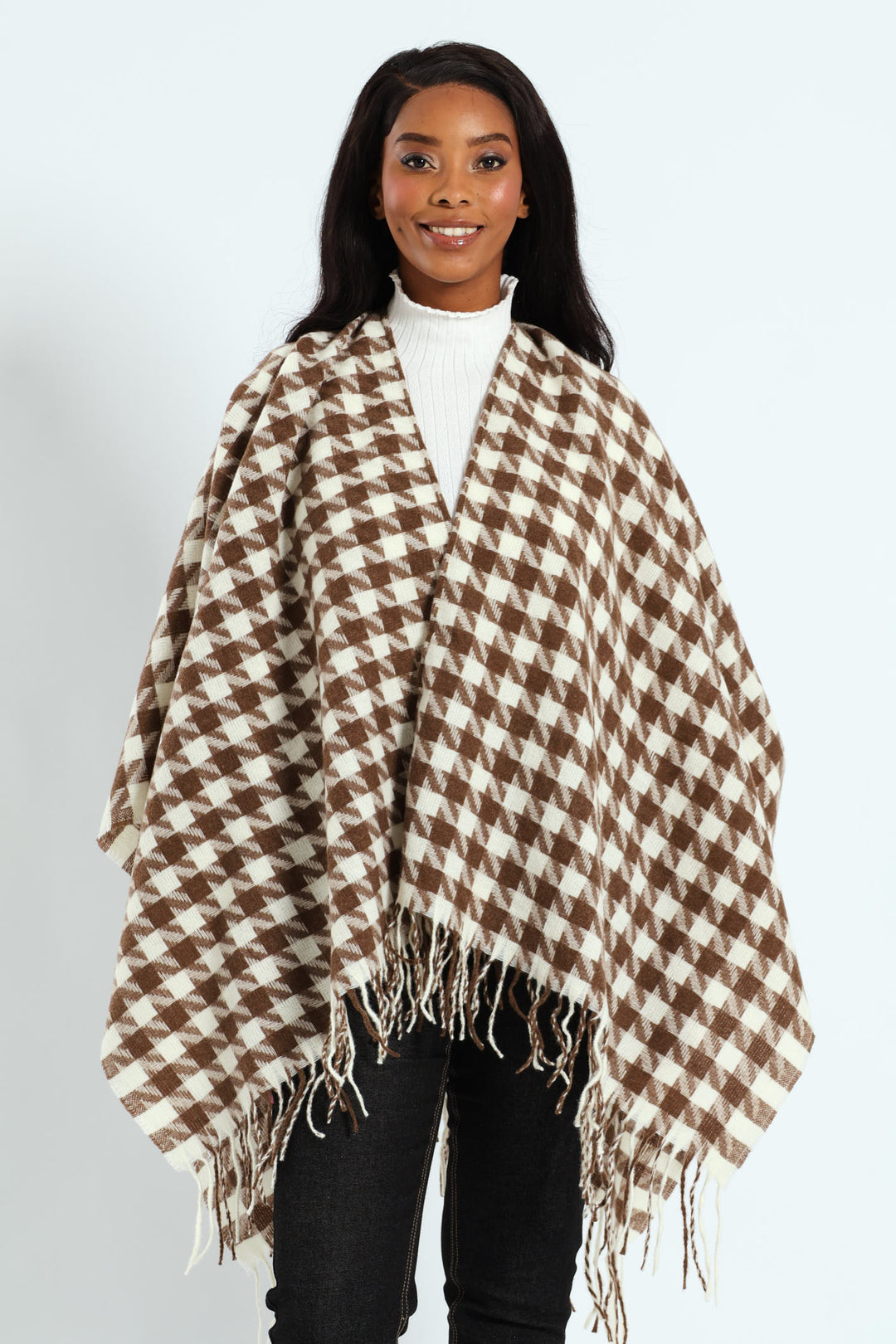 Houndstooth Wrap - Stone