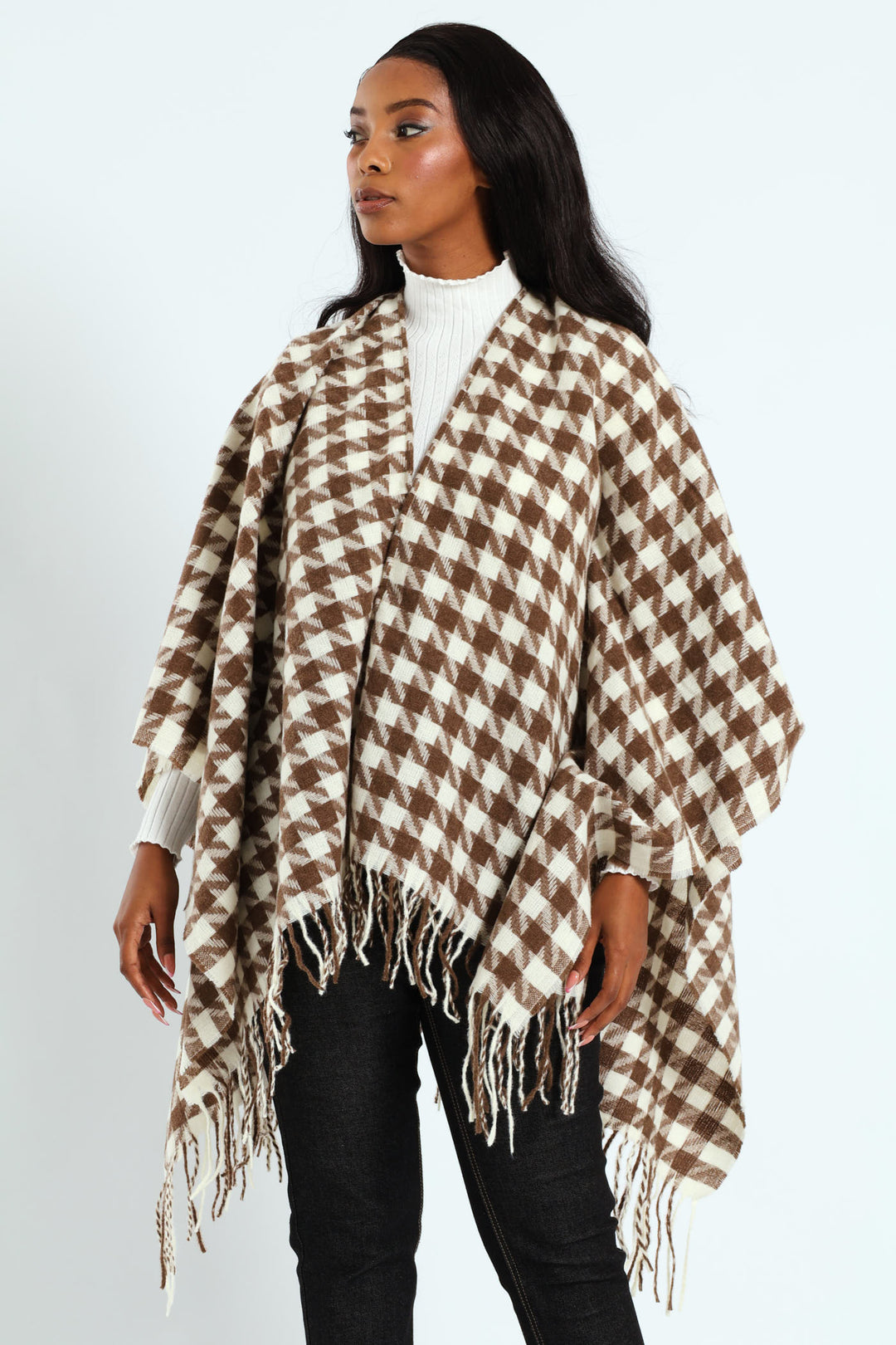 Houndstooth Wrap - Stone