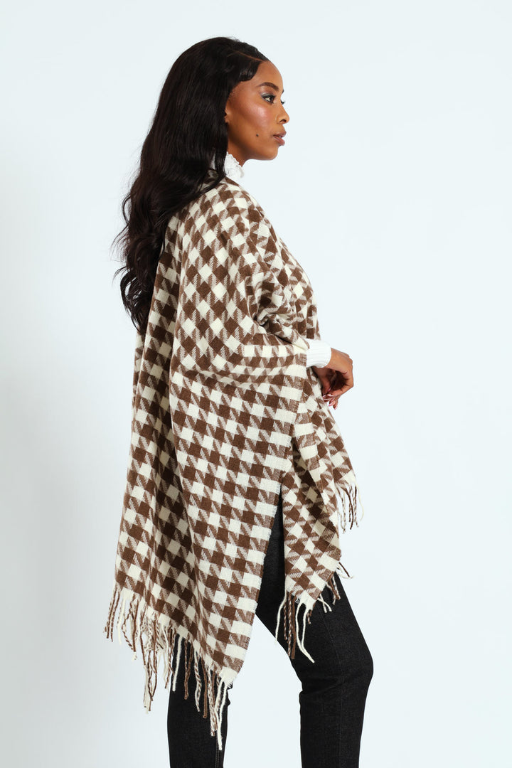 Houndstooth Wrap - Stone