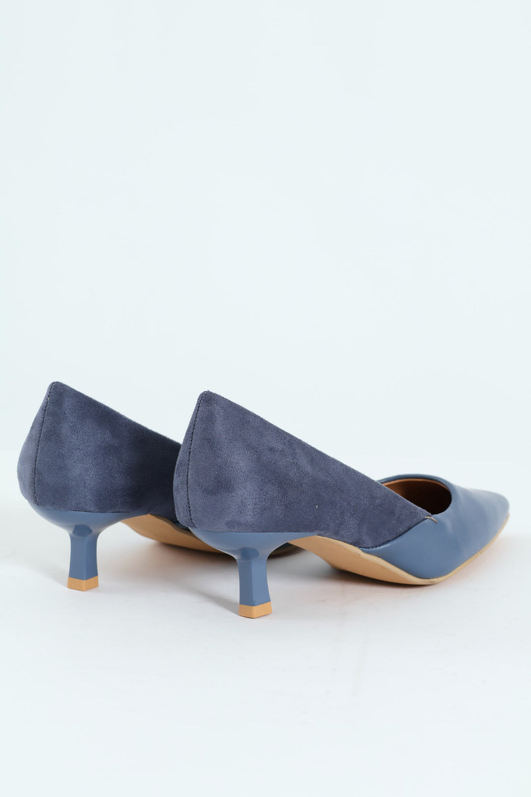 Multi Fabric Kitten Court Heel - Blue