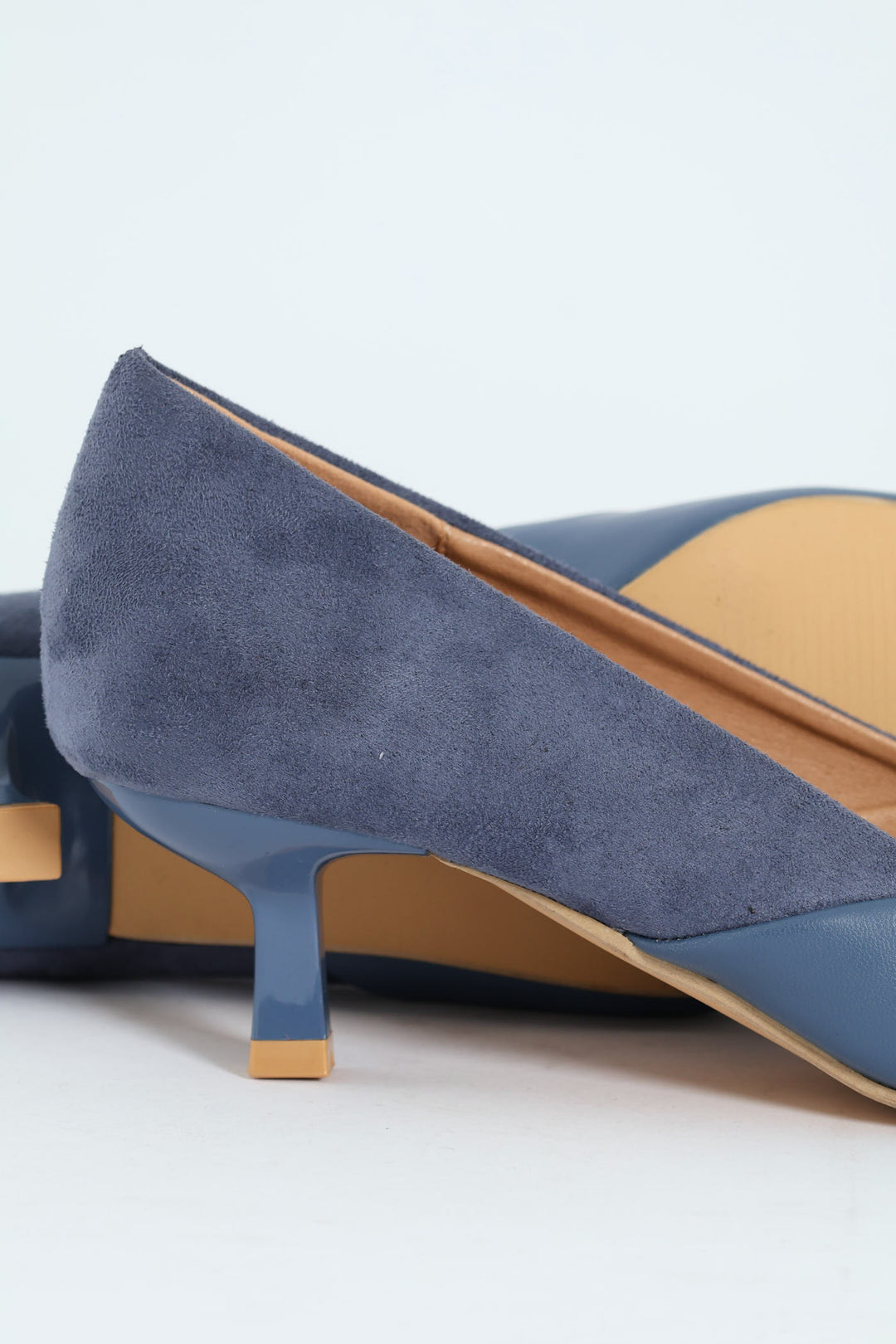Multi Fabric Kitten Court Heel - Blue