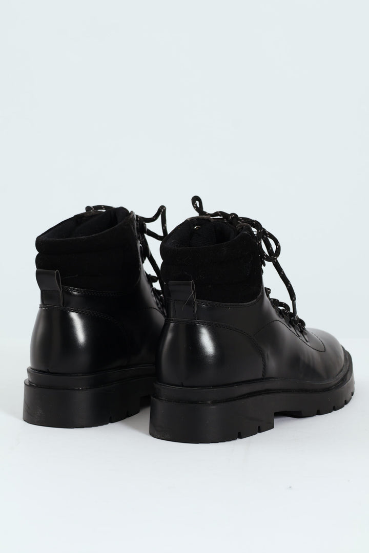 Lace Up Combat Boot - Black