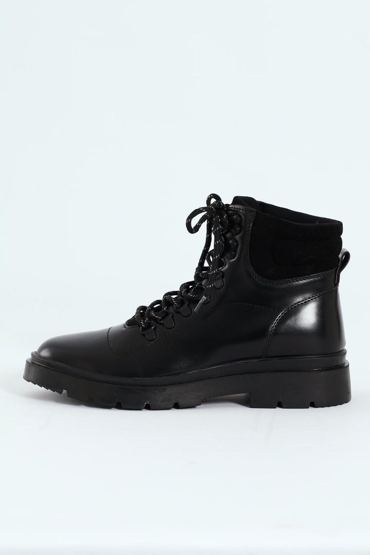 Lace Up Combat Boot - Black