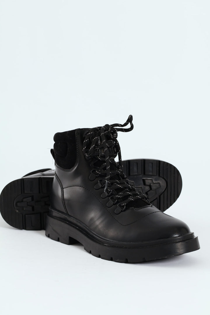 Lace Up Combat Boot - Black