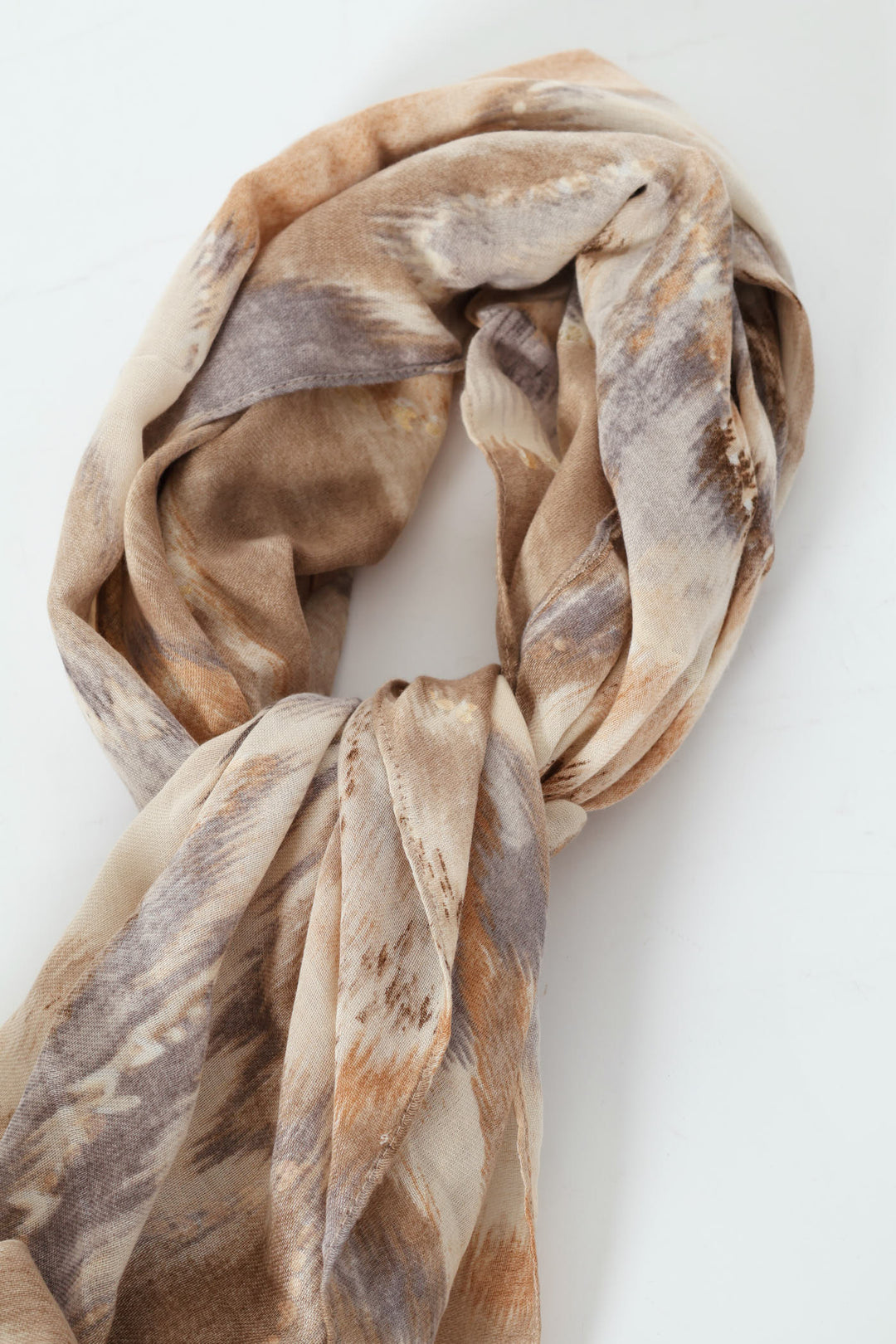 Tie Dye Foil Print Scarf - Cream