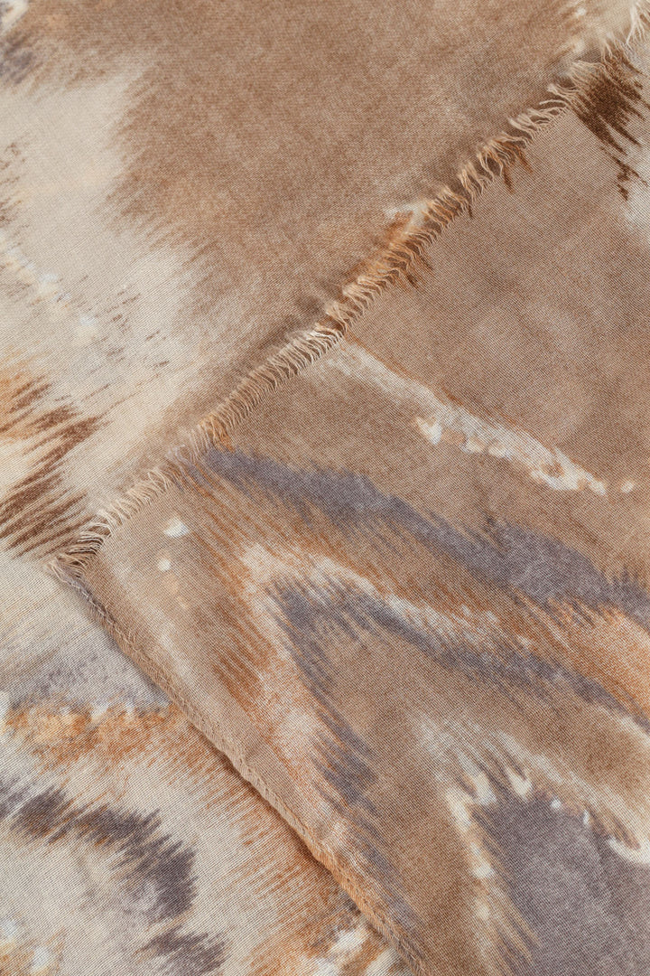 Tie Dye Foil Print Scarf - Cream