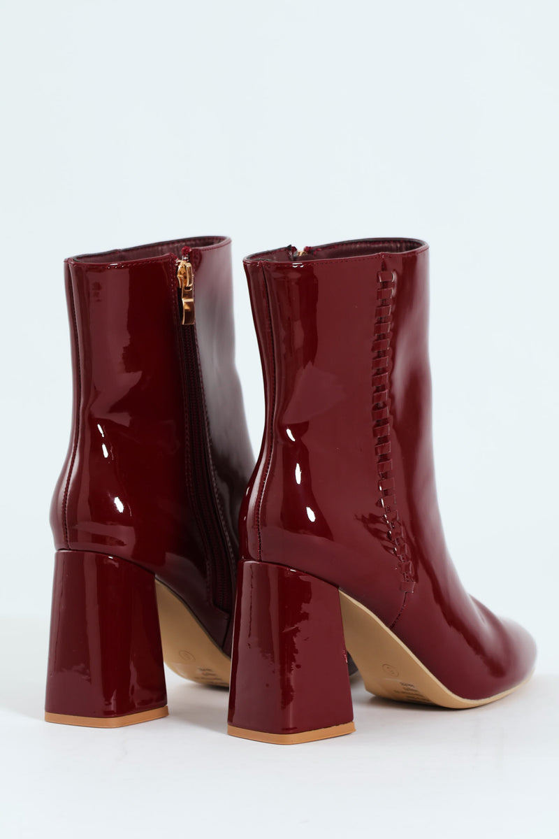 Pointy Detail Ankle Boot - Oxblood
