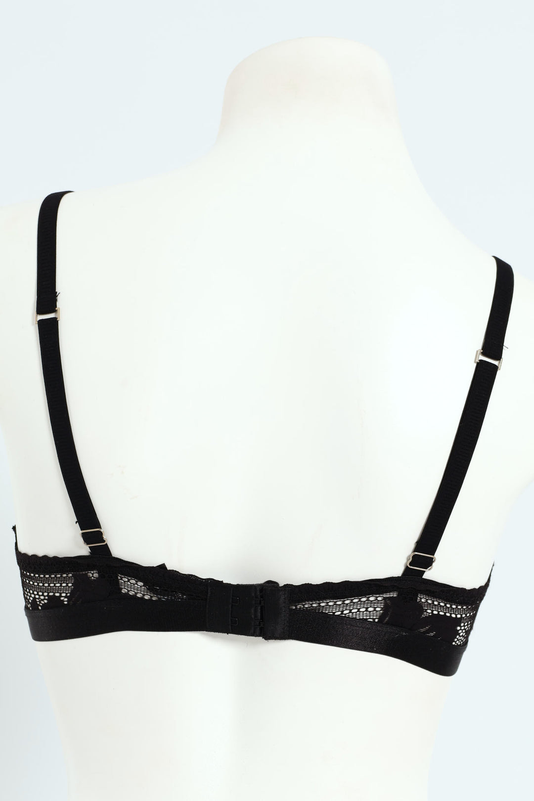 Ribbed Cotton & Lace Plunge T-Shirt Bra - Black