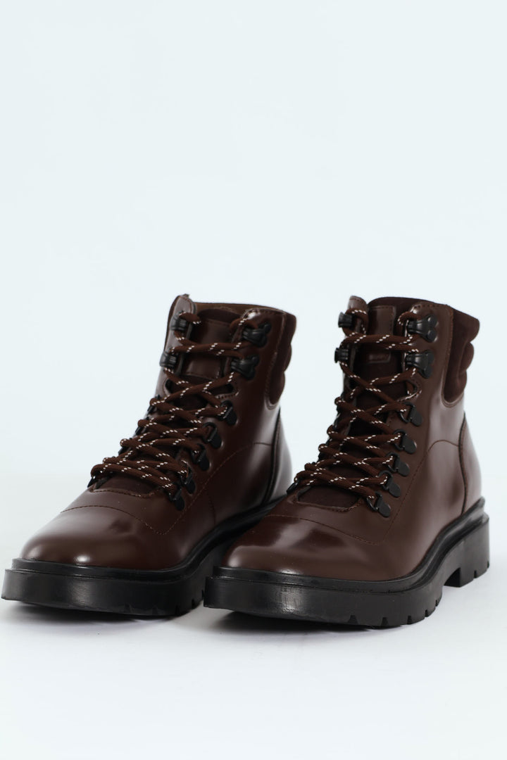 Lace Up Combat Boot - Chocolate