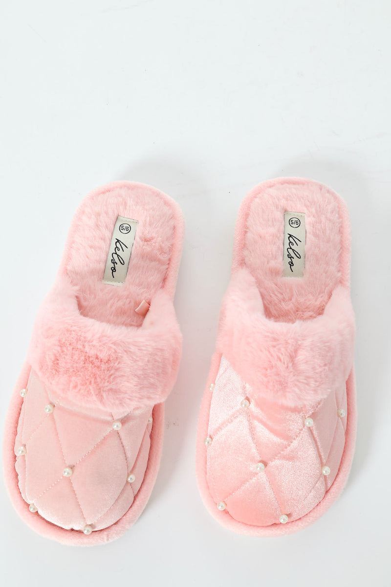 Pearl Detail Slipper - Blush