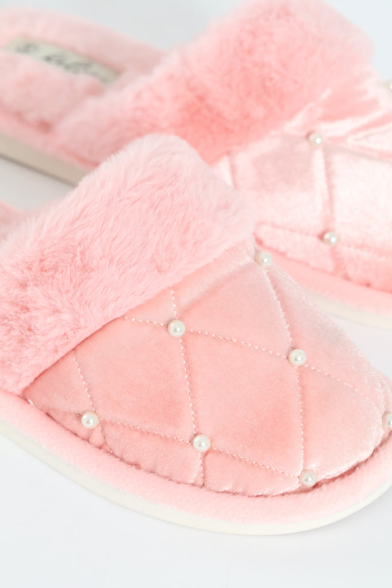 Pearl Detail Slipper - Blush