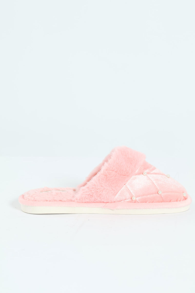 Pearl Detail Slipper - Blush