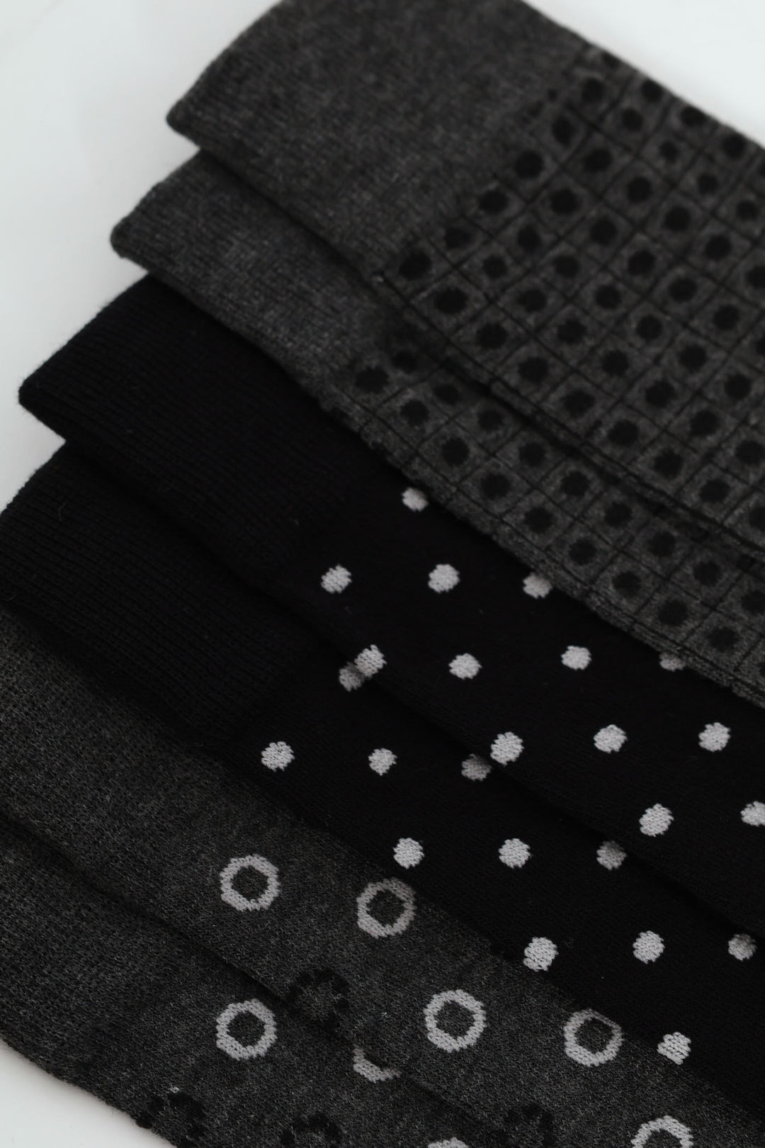 3 Pack Jacquard Dots Anklet Socks - Grey