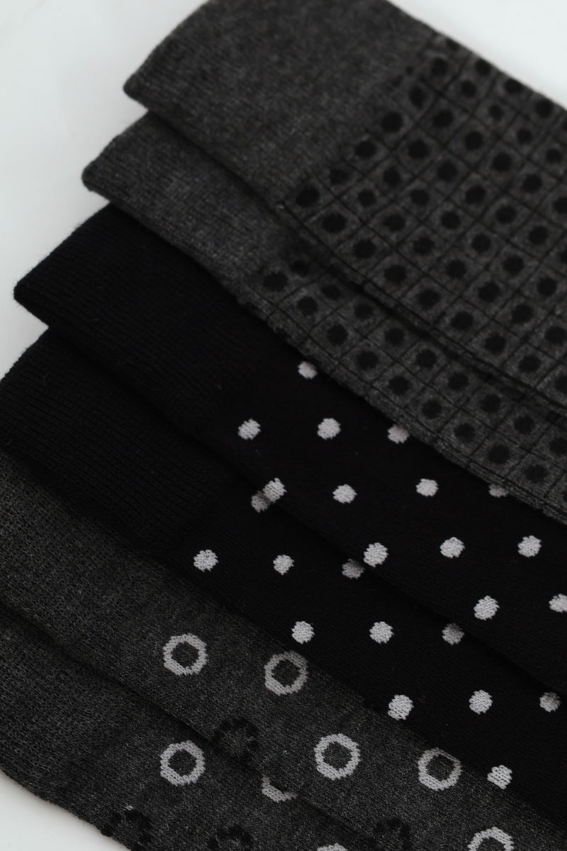 3 Pack Jacquard Dots Anklet Socks - Grey