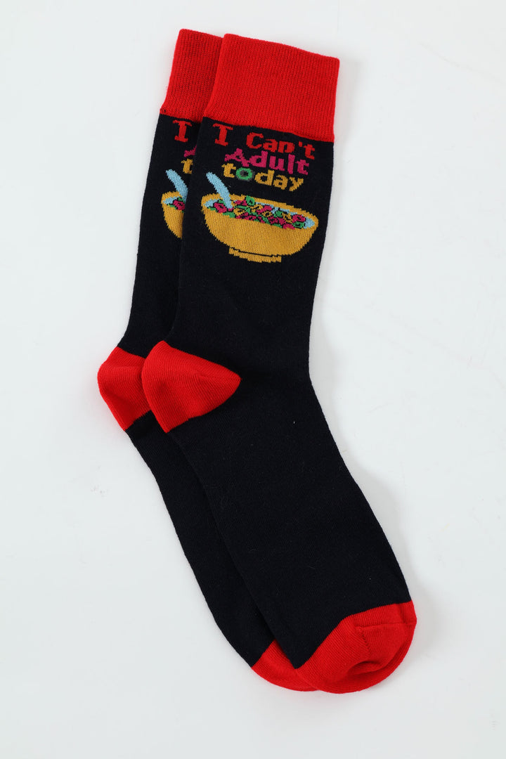 Single "Can't Adult" Anklet Socks - Navy