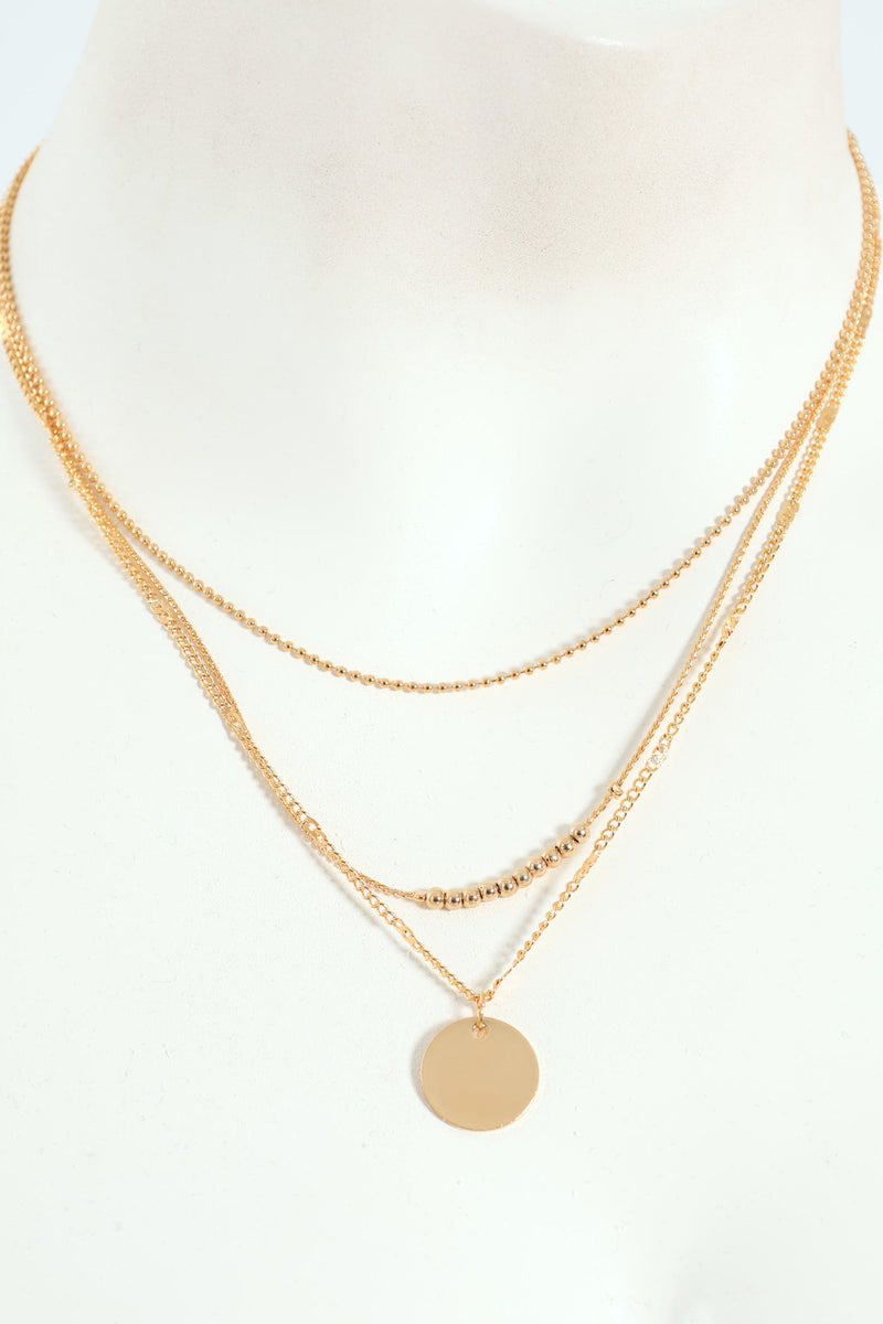 3 Layer Flat Disc Pendant - Gold