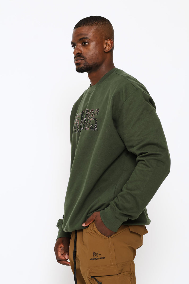 Classic Large Logo Crew Top - Olive