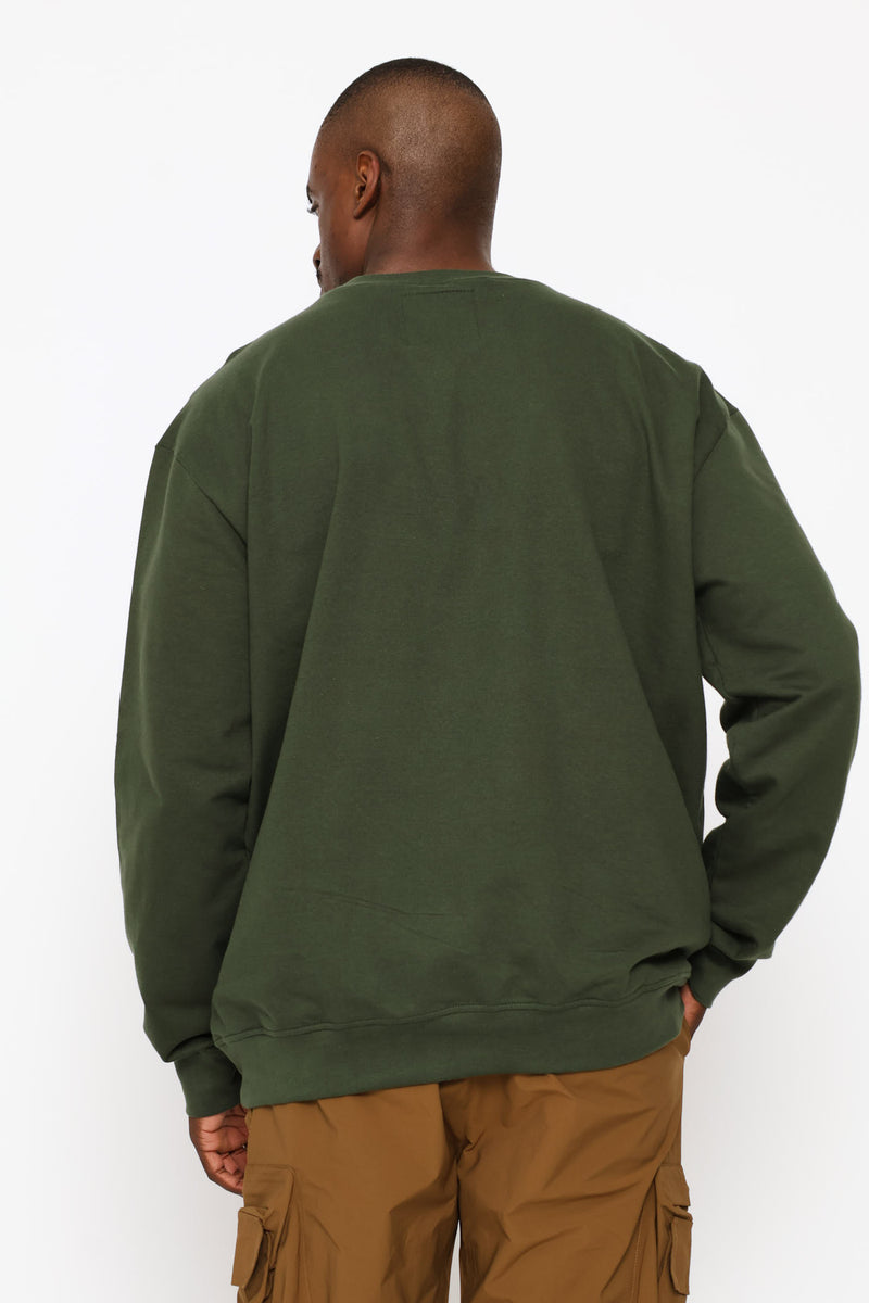 Classic Large Logo Crew Top - Olive