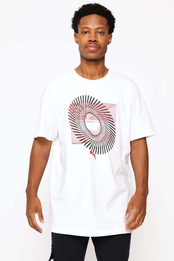 Graphic Circular Tee - White