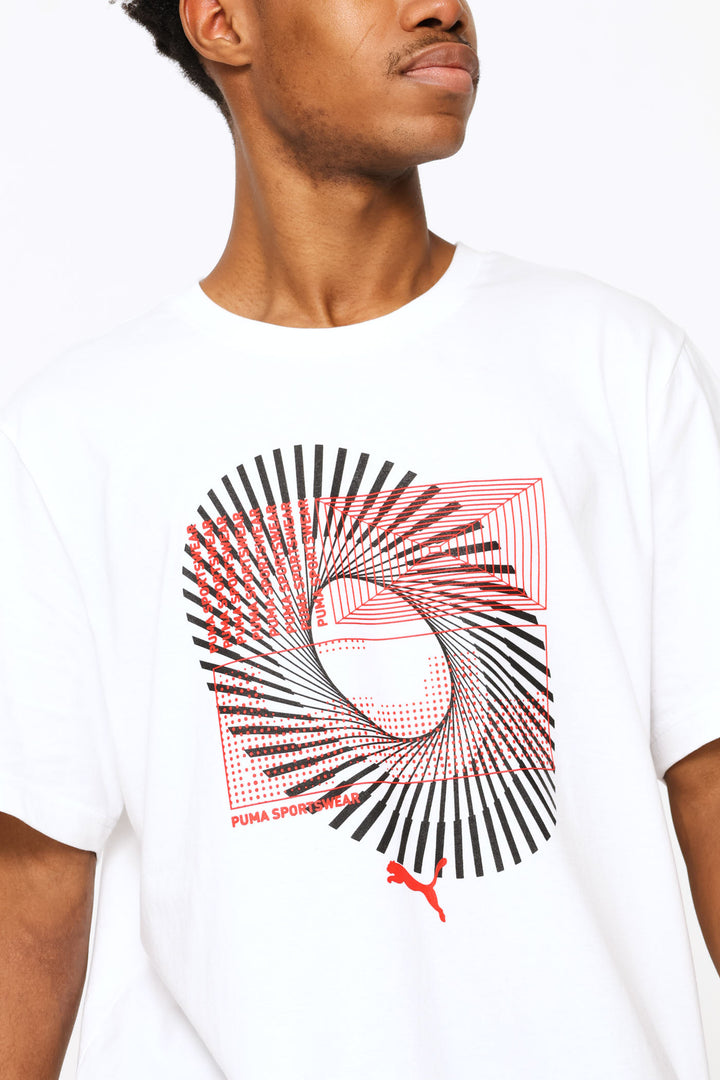 Graphic Circular Tee - White