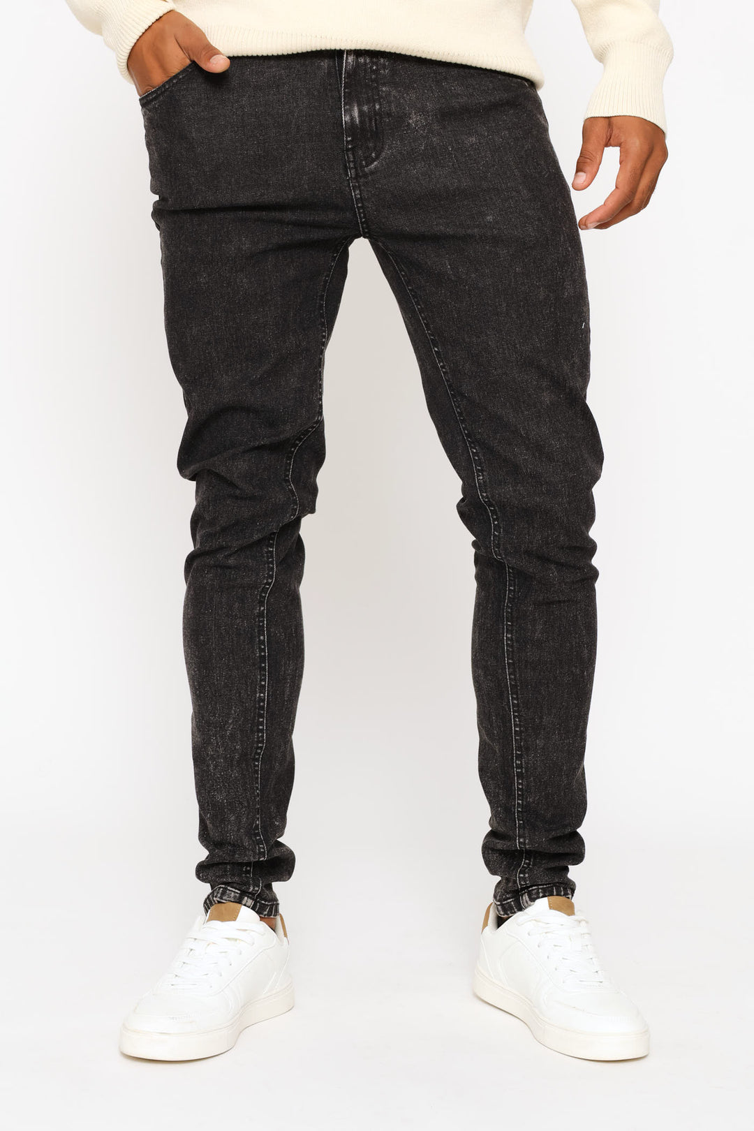 Acid Wash Skinny Denim - Black