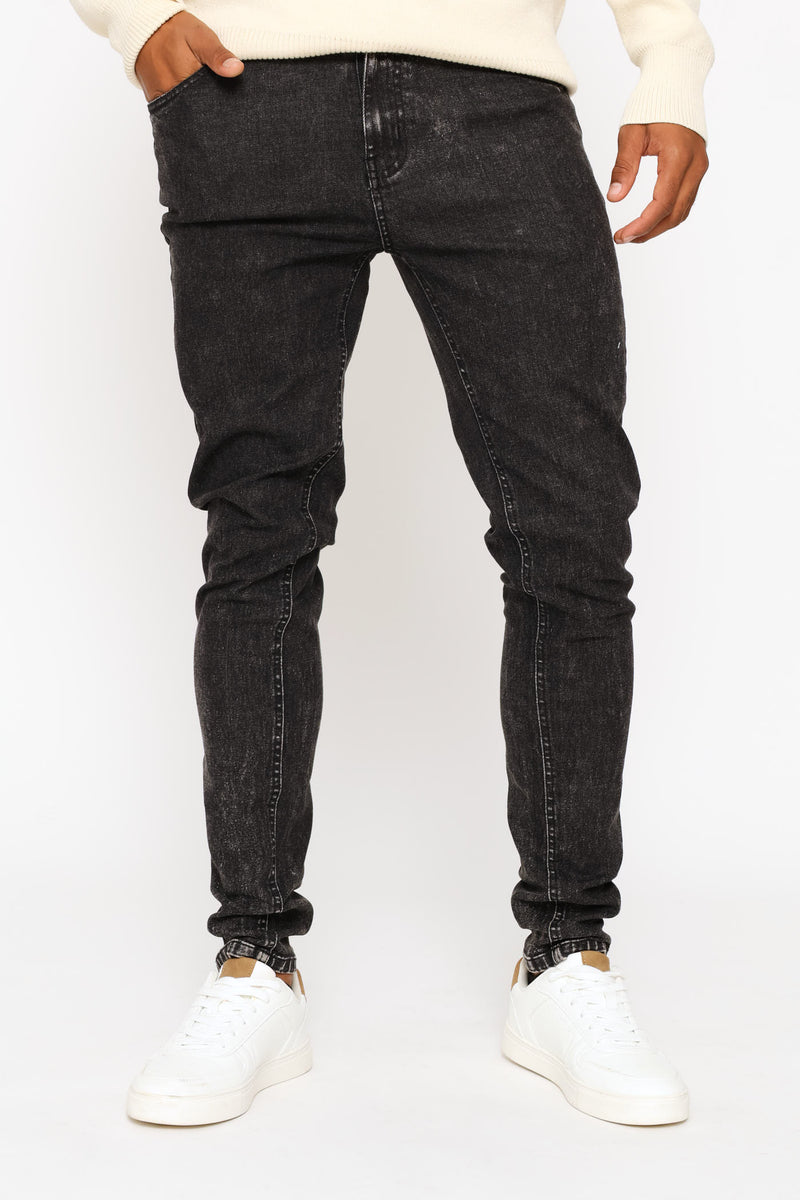 Acid Wash Skinny Denim - Black