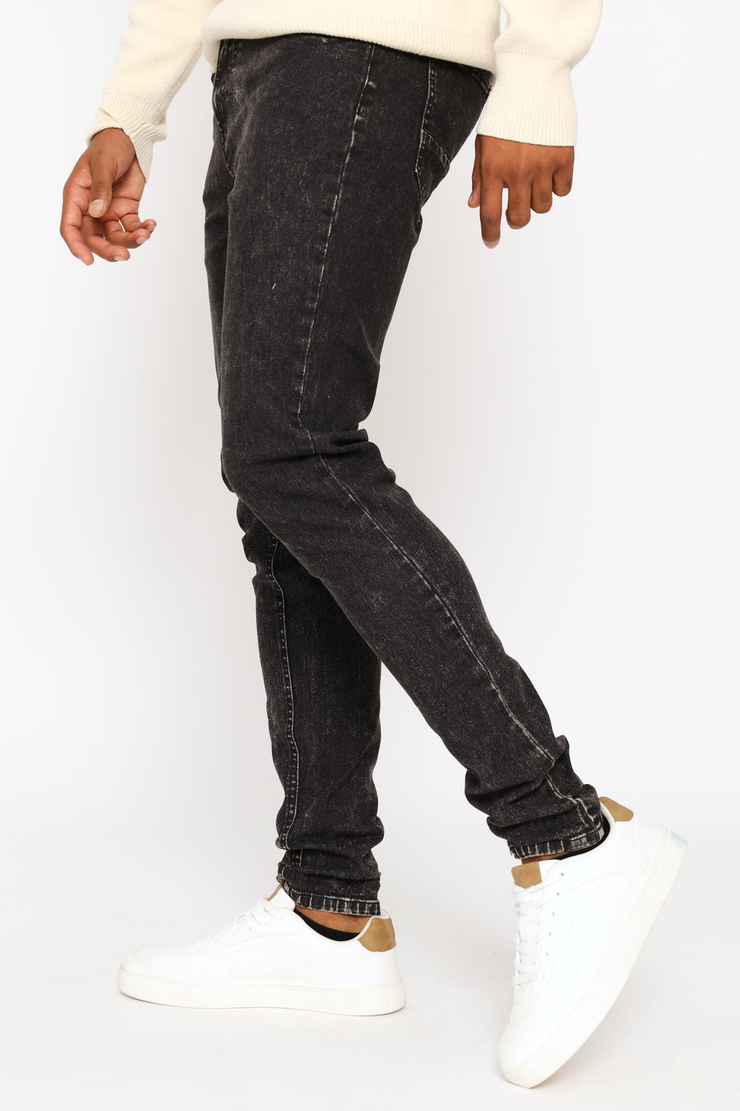 Acid Wash Skinny Denim - Black