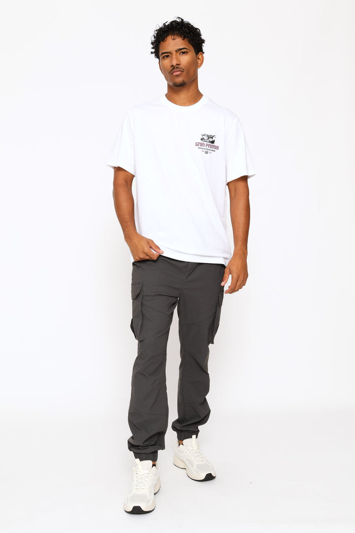 Racing Car Front & Back Print Tee - White