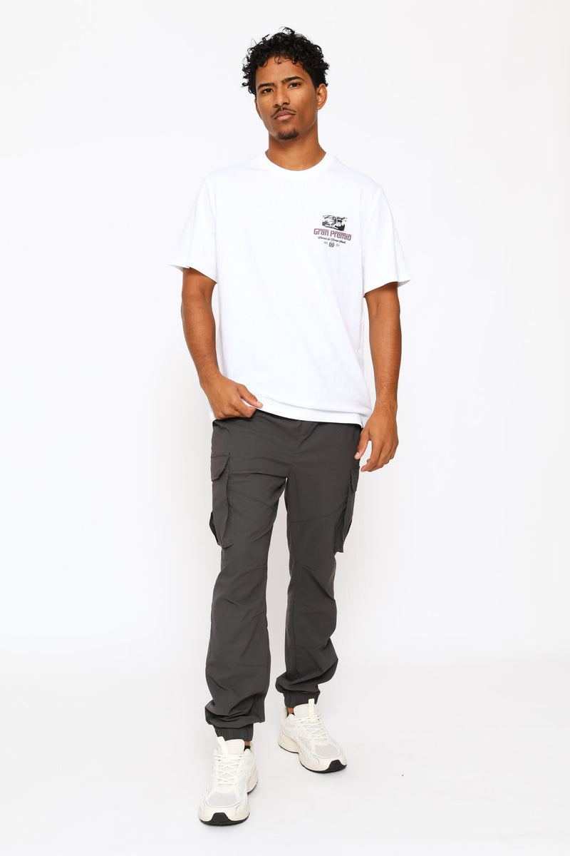 Racing Car Front & Back Print Tee - White