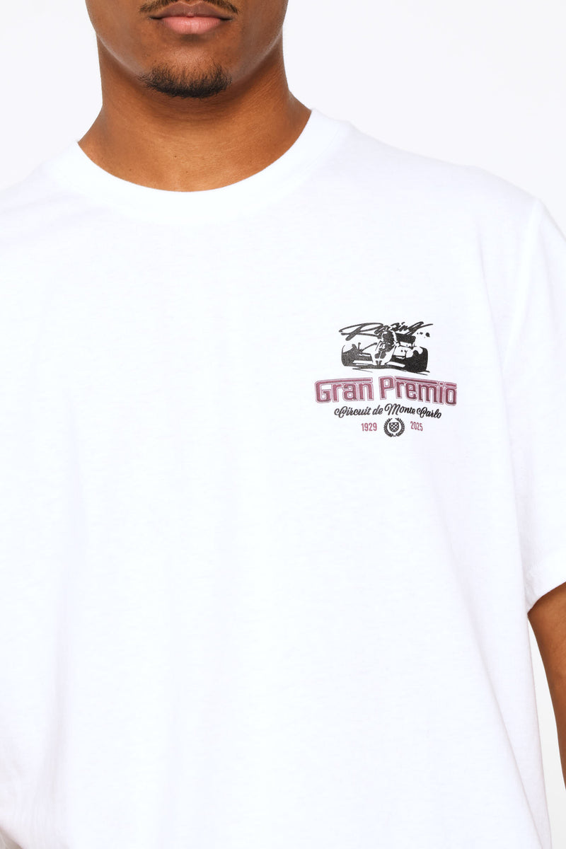 Racing Car Front & Back Print Tee - White