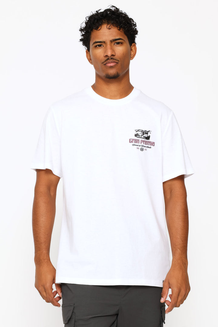 Racing Car Front & Back Print Tee - White