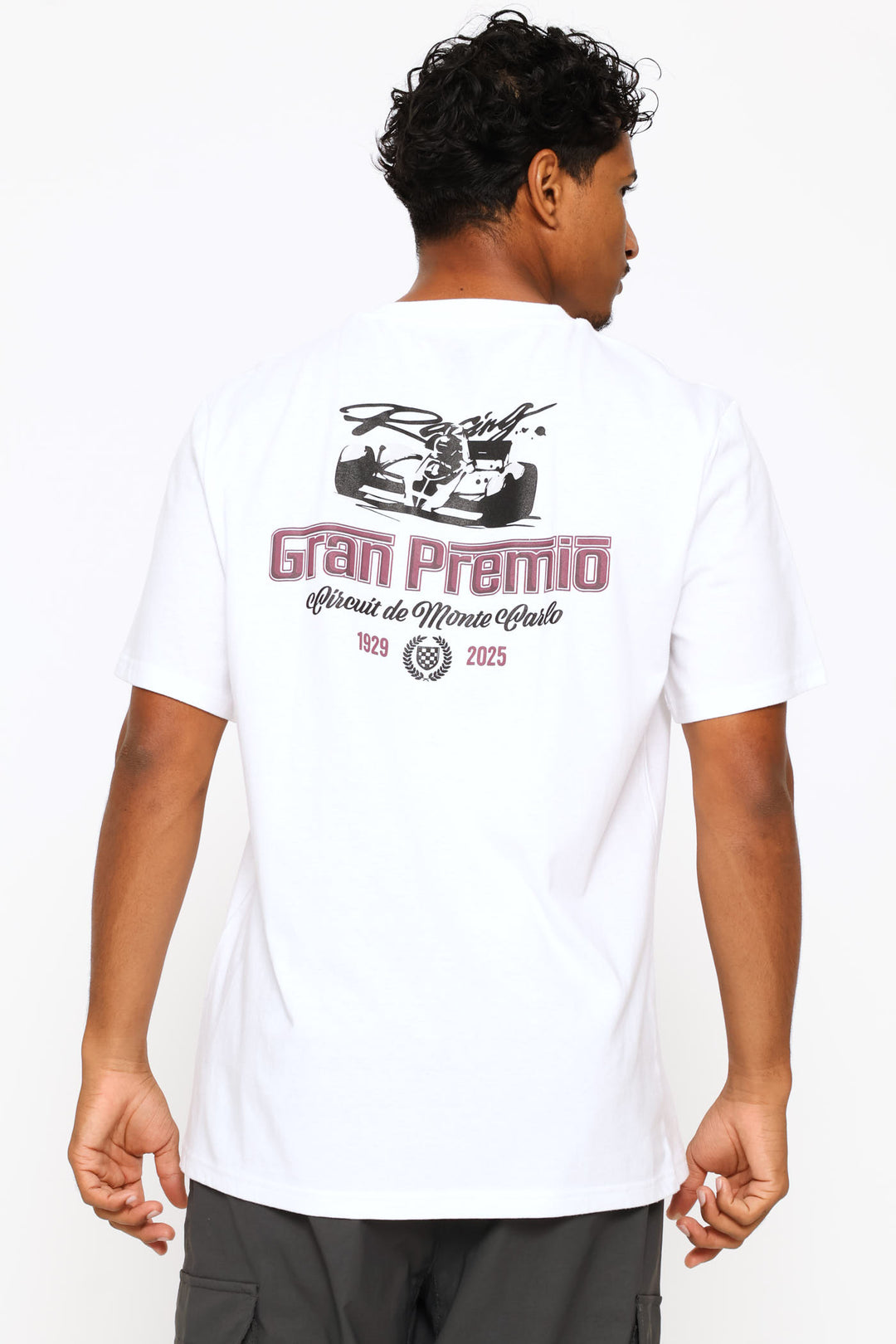 Racing Car Front & Back Print Tee - White
