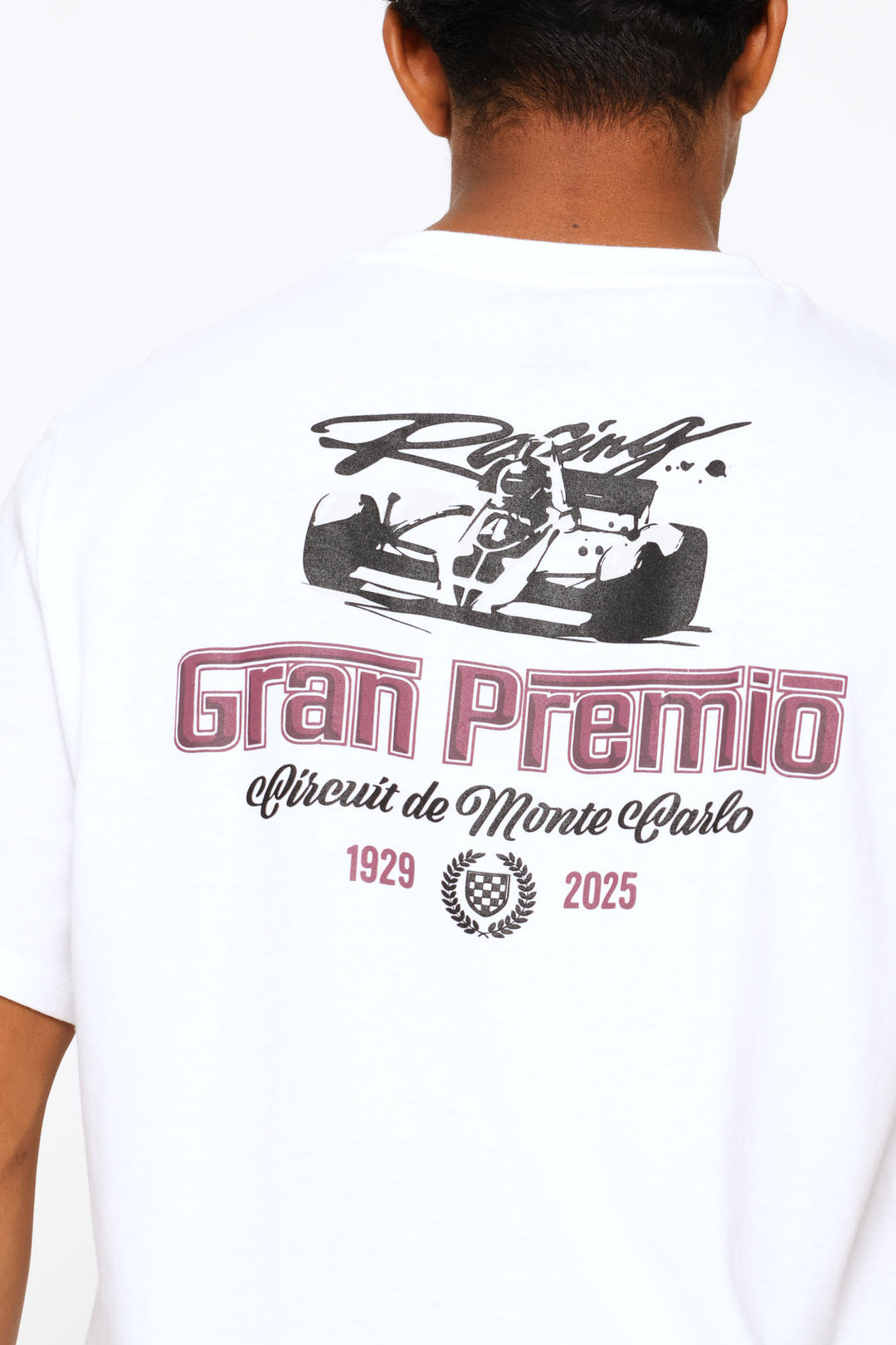 Racing Car Front & Back Print Tee - White