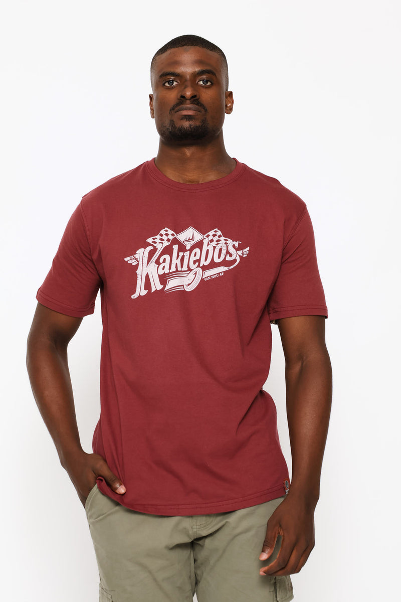 Classic Fit Distressed Logo Tee - Oxblood