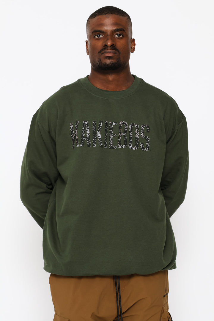 Classic Large Logo Crew Top - Olive