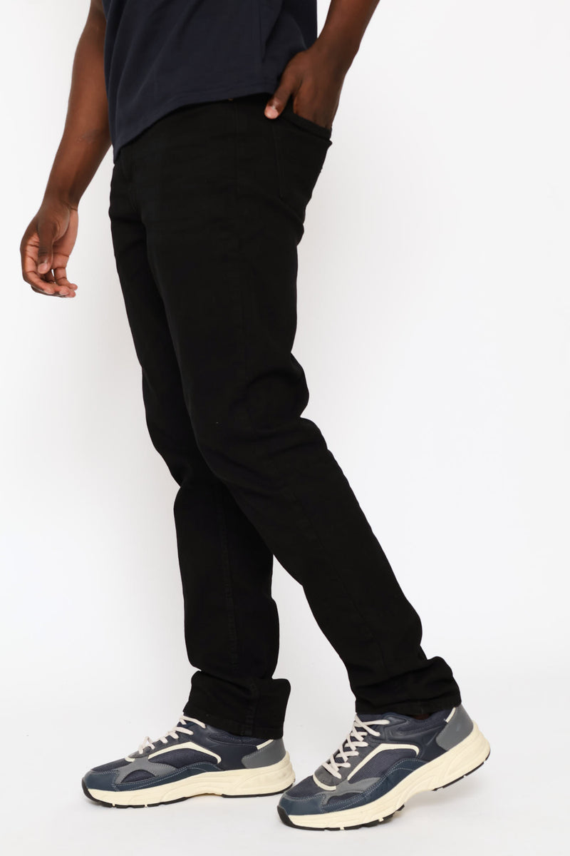 Washed Slim Stretch Denim - Black
