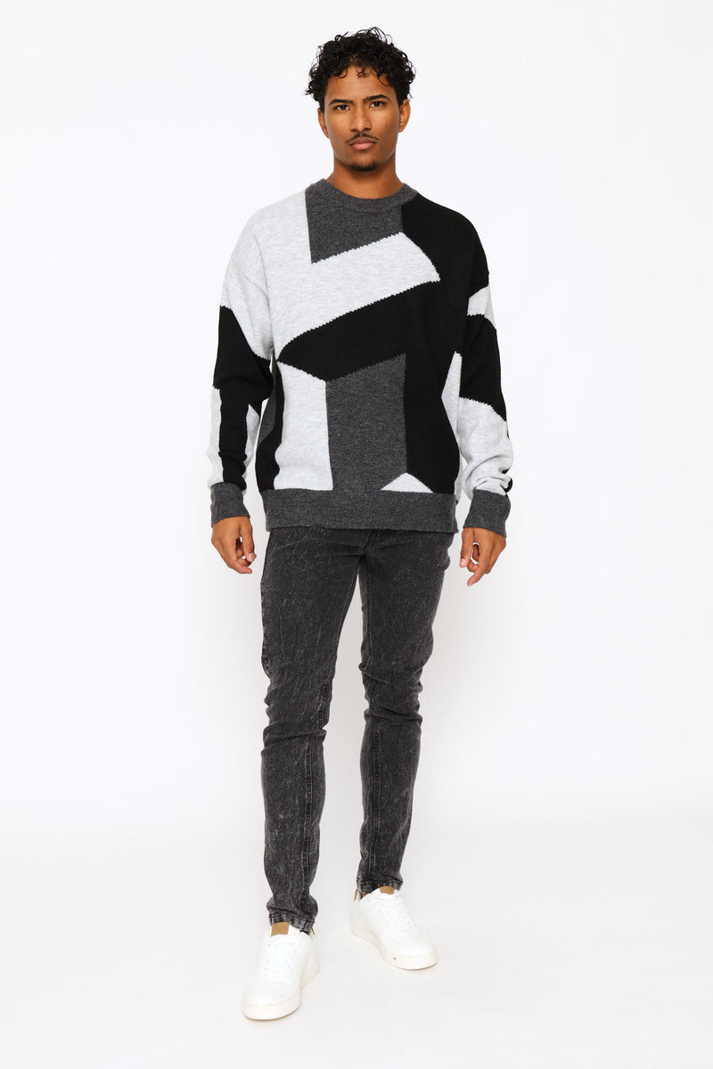 Geo Design Fashion Knitwear - Black