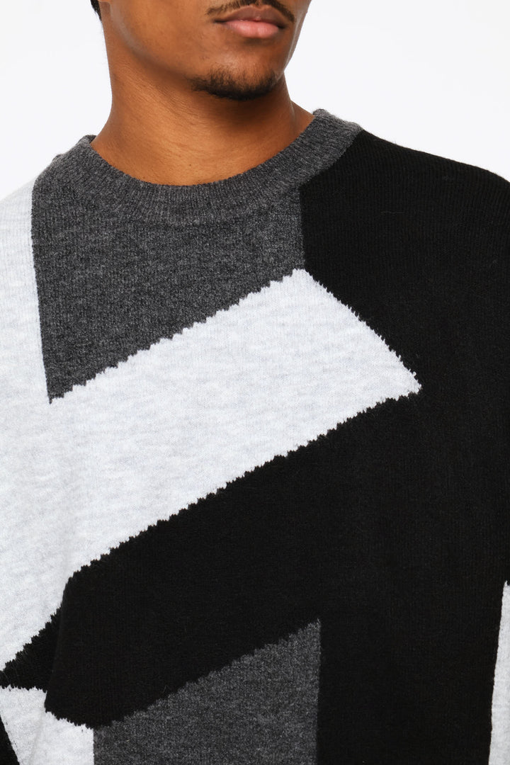 Geo Design Fashion Knitwear - Black