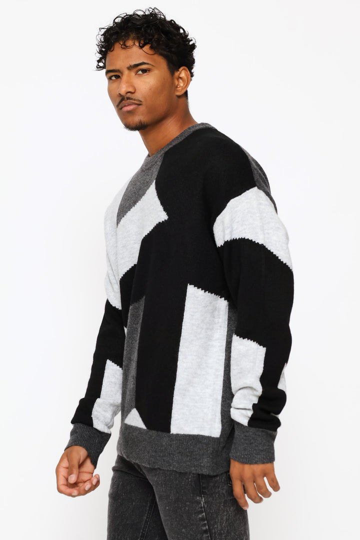 Geo Design Fashion Knitwear - Black