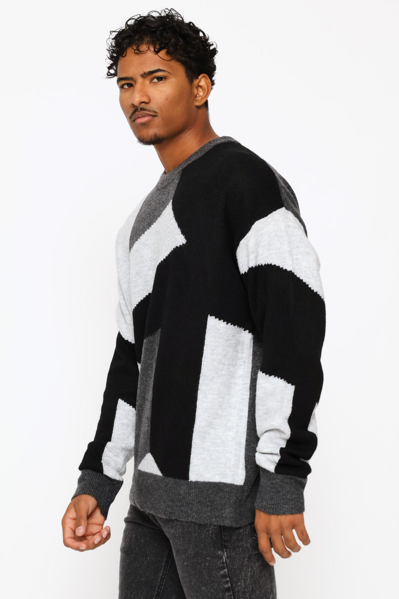 Geo Design Fashion Knitwear - Black