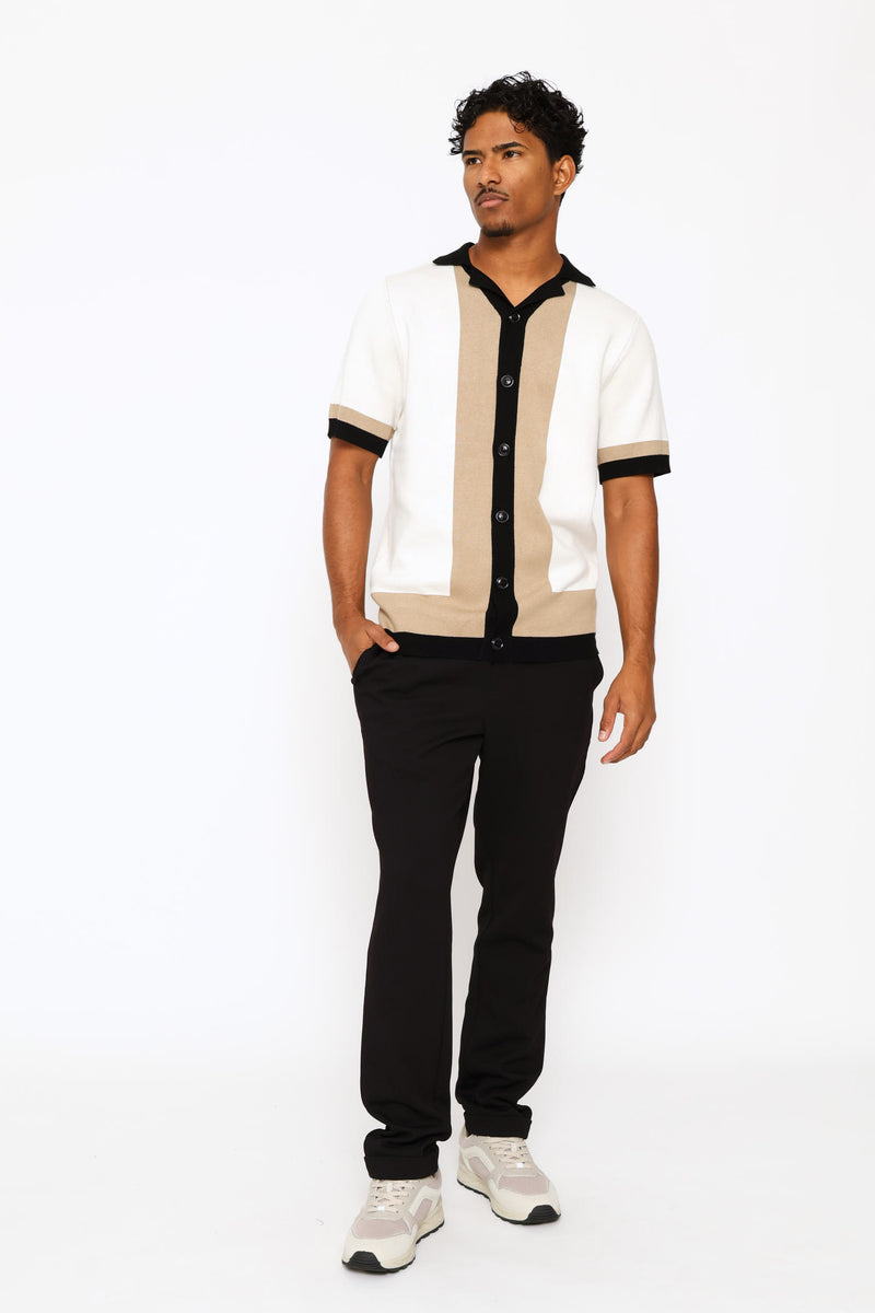 Full Elastic Textured Pull On Trouser - Black