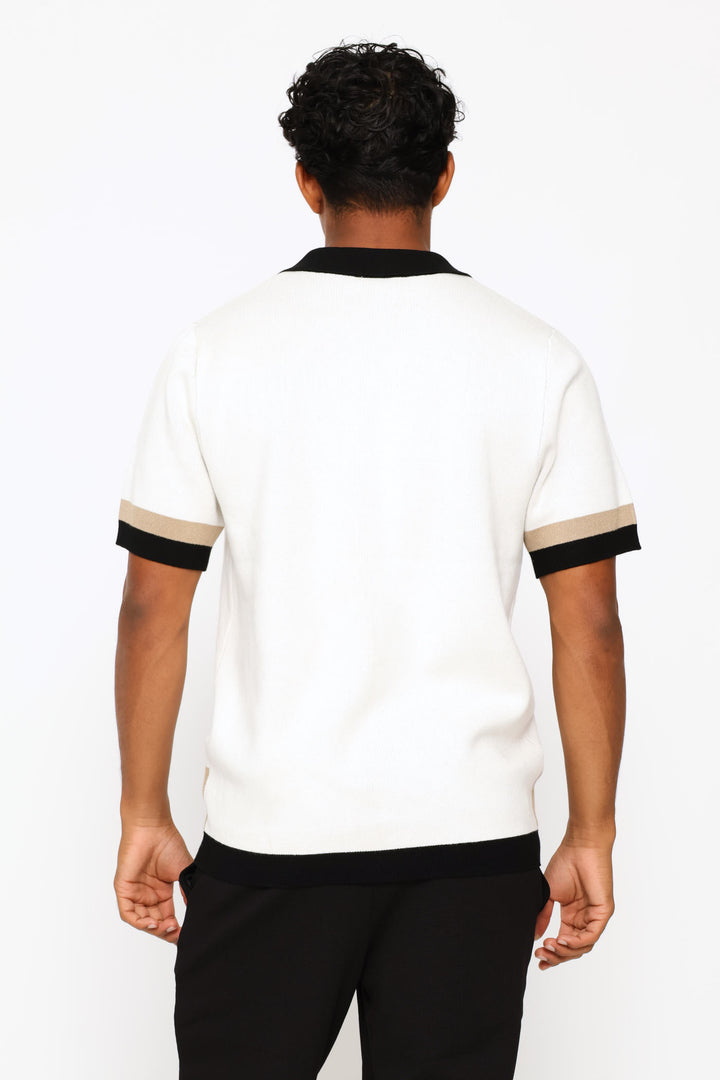 Colour Block Knit Shirt - Neutral