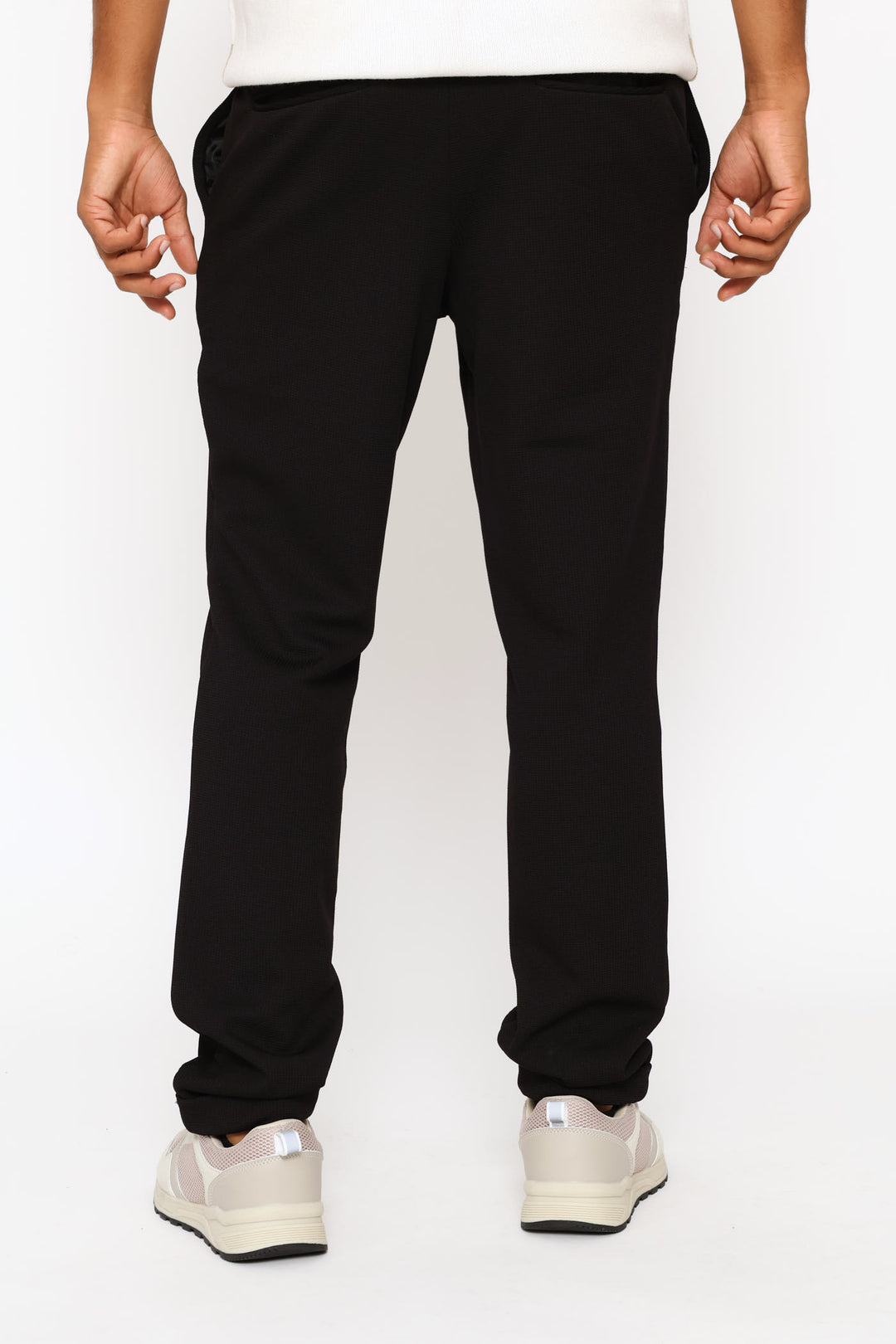 Full Elastic Textured Pull On Trouser - Black