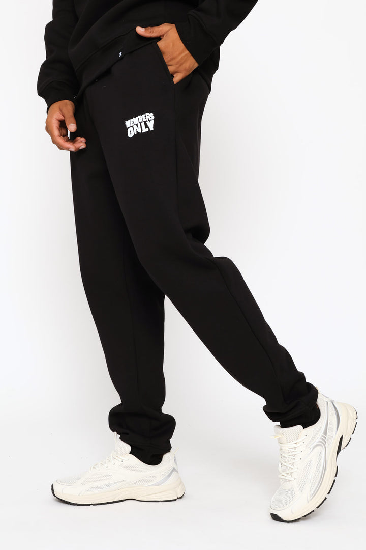 Printed Fleece Jogger - Black