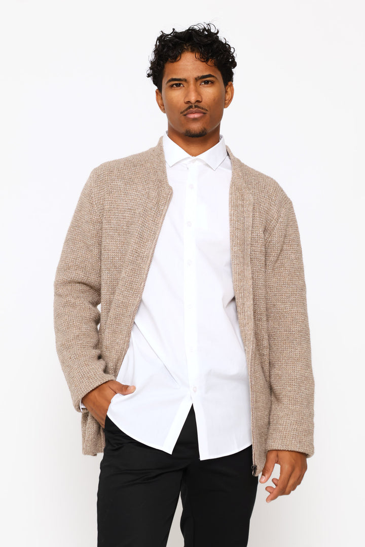 Long Sleeve Knitwear Jacket - Taupe