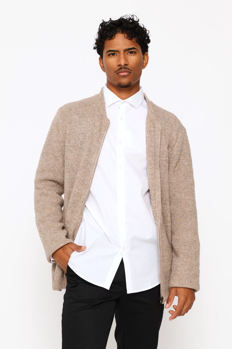 Long Sleeve Knitwear Jacket - Taupe