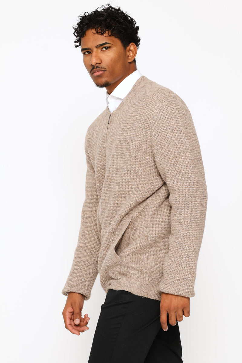 Long Sleeve Knitwear Jacket - Taupe